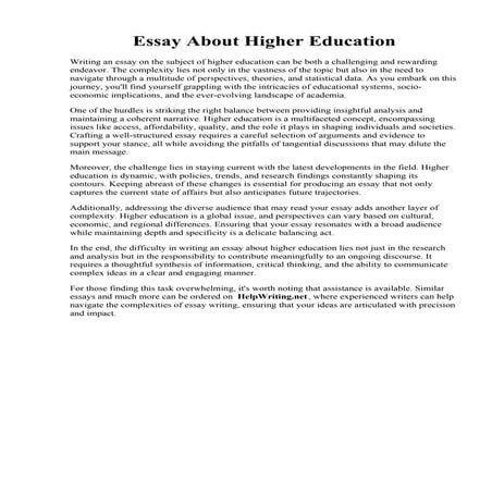Essay About Higher Education