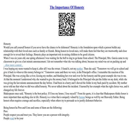 Essay About Honesty