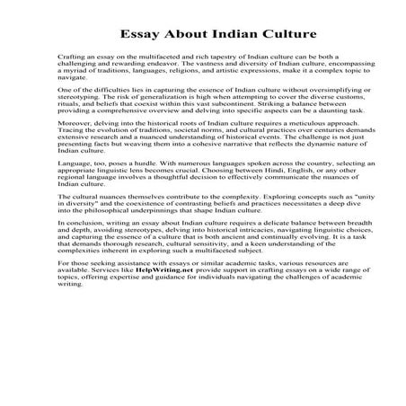 Essay About Indian Culture. Collin College