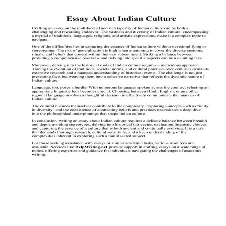 Essay About Indian Culture.pdfEssay About Indian Culture. essay on Indian cul...