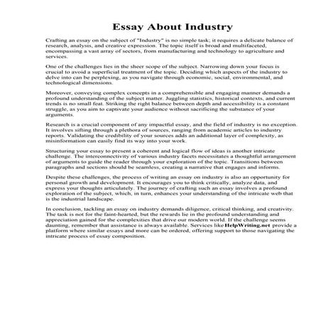 Essay About Industry