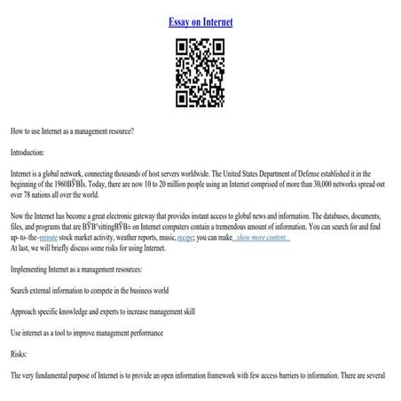 The Internet Essay | PDF