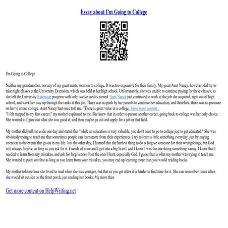 Essay About I&#X27;M Going To College