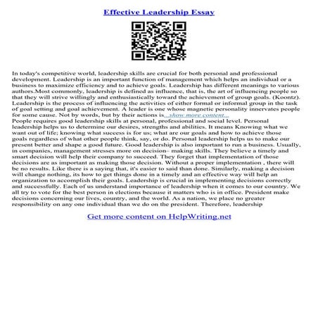 Essay About Leadership