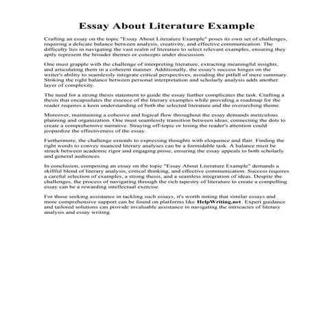 Essay About Literature Example. Literary Essay - Teaching to the Test-Taker
