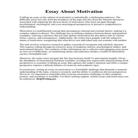 Essay About Motivation