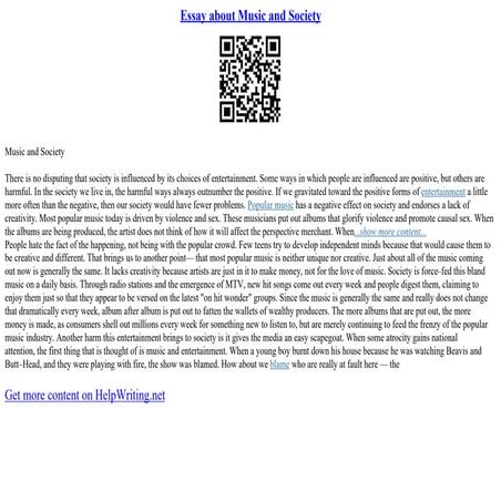 Essay About Music And Society