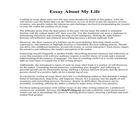 Essay About My Life. Trinity Valley Community College