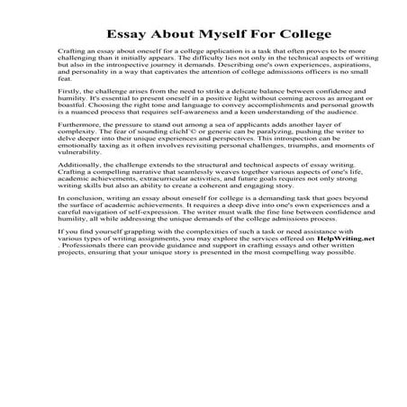 Essay About Myself For College. 500 Words Excellent Essay On Myself For Students