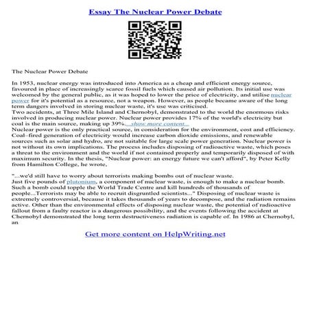Essay About Nuclear Power