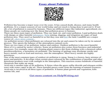 Essay About Pollution