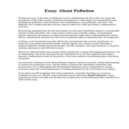 Essay About Pollution. Florida Memorial University