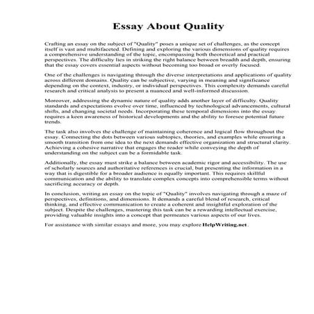 High Quality Essays | PDF