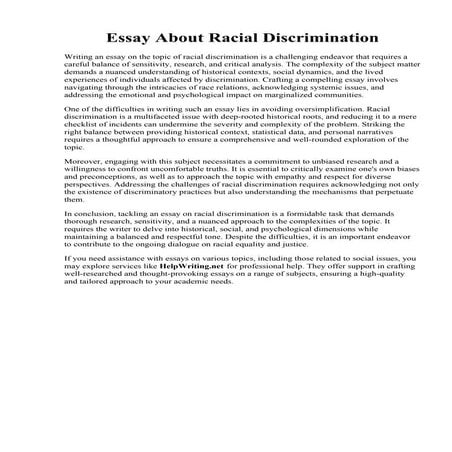 Essay About Racial Discrimination. Scholarship essay: Essay racial discrimina...