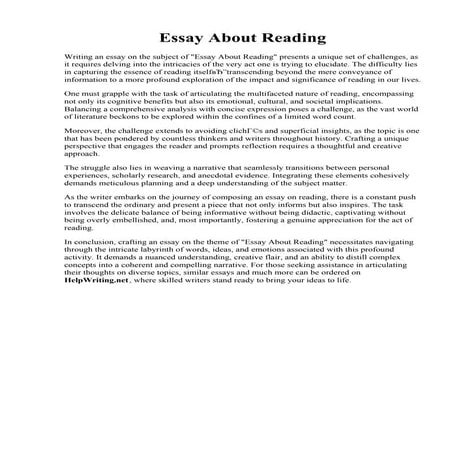 Essay About Reading