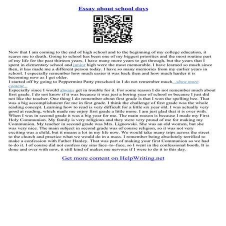 Essay About School Life