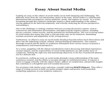 Essay About Social Media. Thomas College