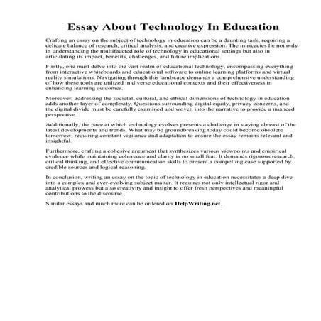 Essay About Technology In Education.  Developing technology essay. Essay abou...