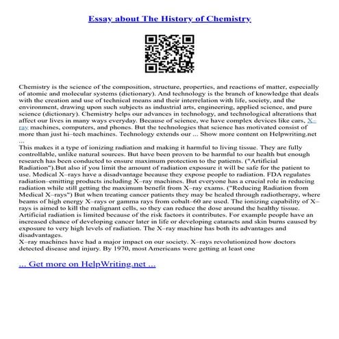 Essay About The History Of Chemistry
