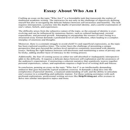 Essay On Who Am I | PDF