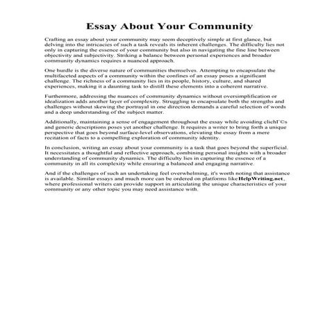 Essay About Your Community