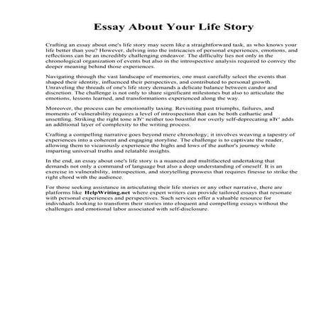 Essay About Your Life Story. Shorter University