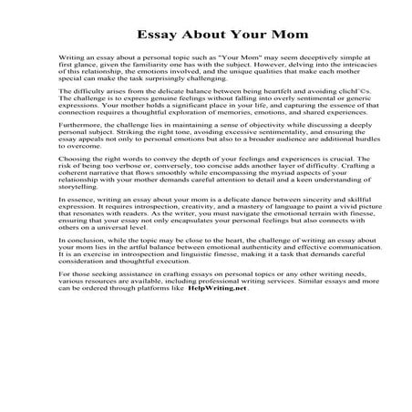 Essay About Your Mom. Tampa Medical College
