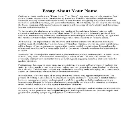 Essay About Your Name. About The Namesake - Free Essay Example  PapersOwl.com