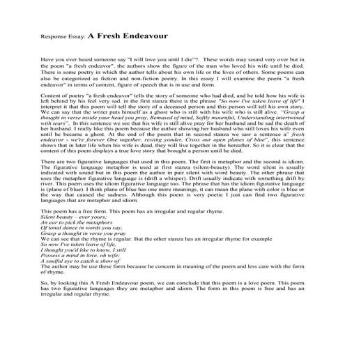 Essay 'a fresh endevour'