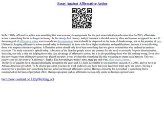 Essay Against Affirmative Action