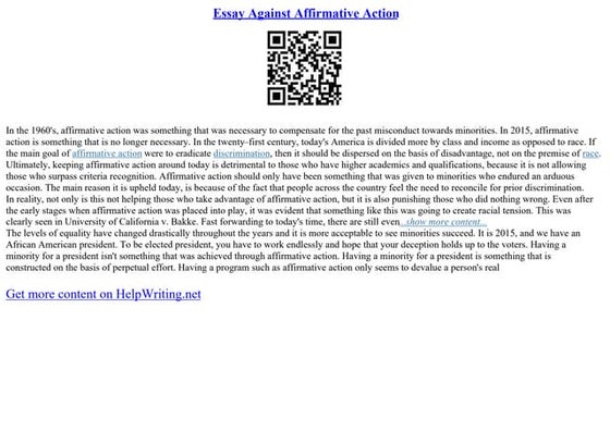Essay Against Affirmative Action