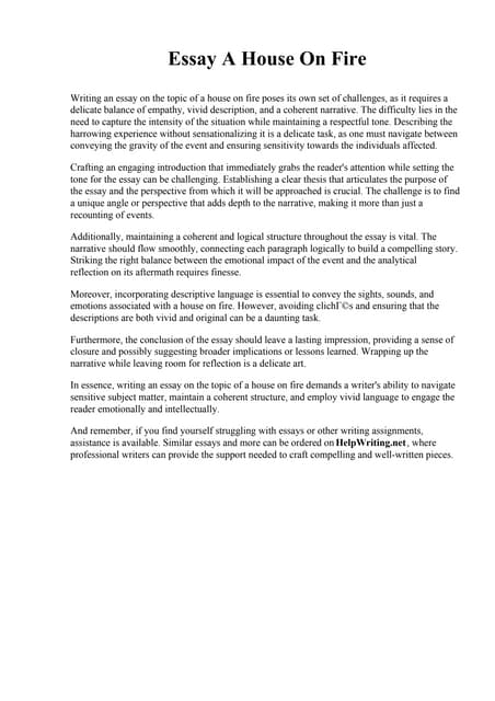 House On Fire Essay | PDF