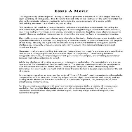 Essay A Movie. How To Write A Movie Review : How to Write a Movie ...