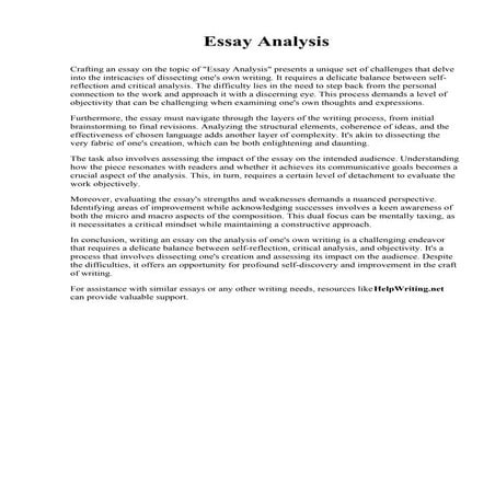 Sample Textual Analysis Essay. Judson University | PDF