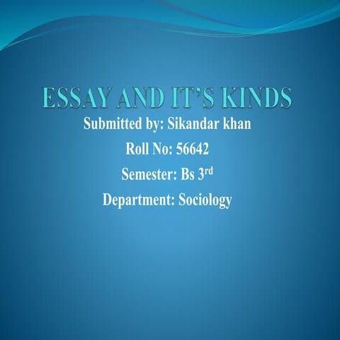 Essay and it’s kinds