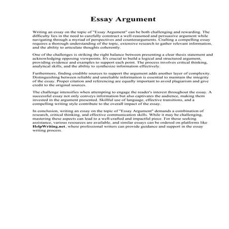 Essay Argument. Central Oklahoma College