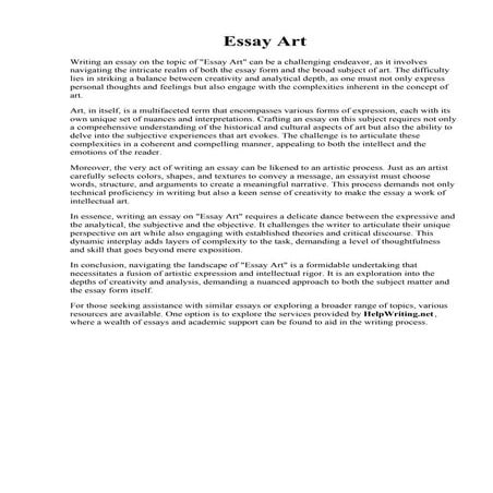 Essay Art. 010 Essay Example Sample Art Questions Essays On Examples L  Thats...