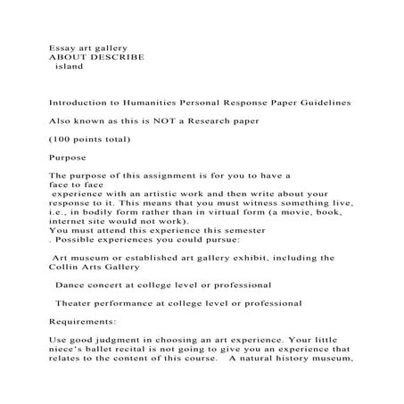 Essay art gallery ABOUT DESCRIBE  islandIntroduction to 