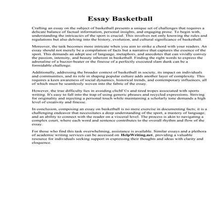 Essay Basketball. Wondrous Basketball Essay Thatsnotus | PDF
