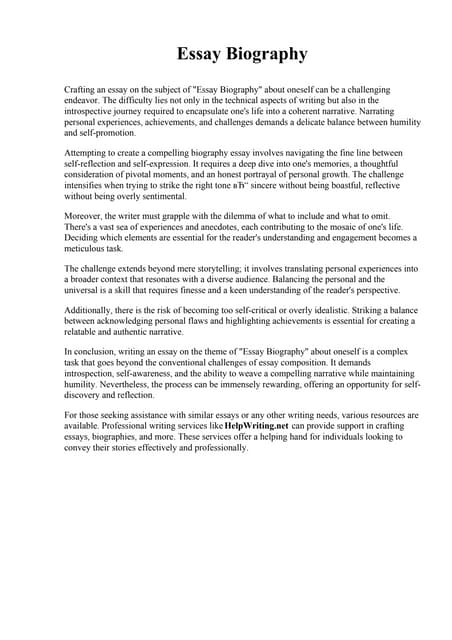Sample Of Biographical Essay Pdf