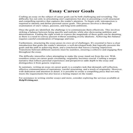 Essay Career Goals