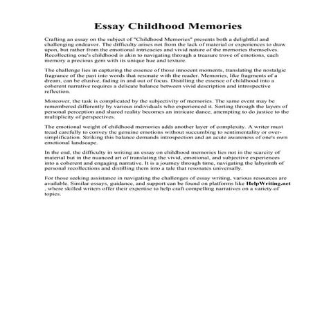 Essay Childhood Memories