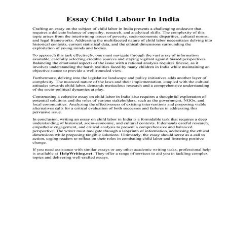 Essay Child Labour In India