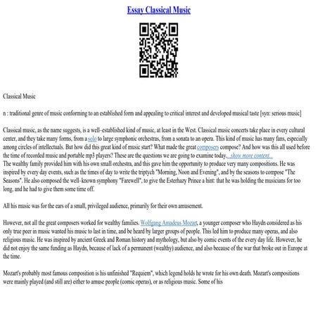 Essay Classical Music
