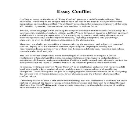 Essay Conflict. American Medical Academy