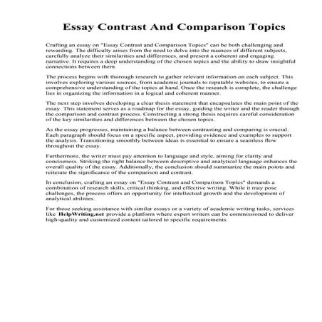 Essay Contrast And Comparison Topics.pdf