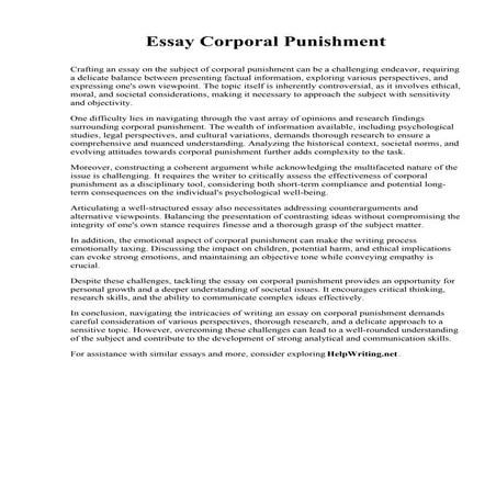 Essay Corporal Punishment. United States University