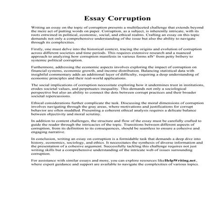 Essay Corruption