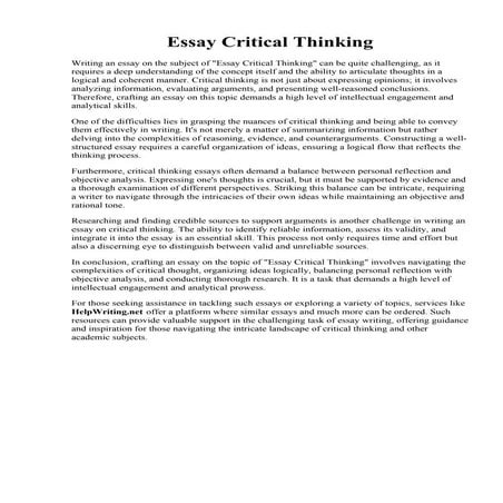 Essay Critical Thinking