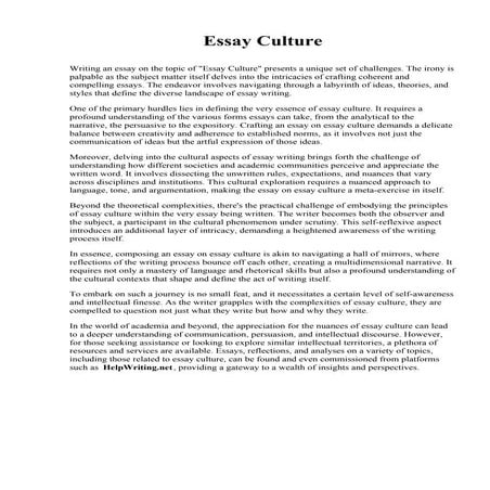 Essay Culture. University of Wisconsin-Superior